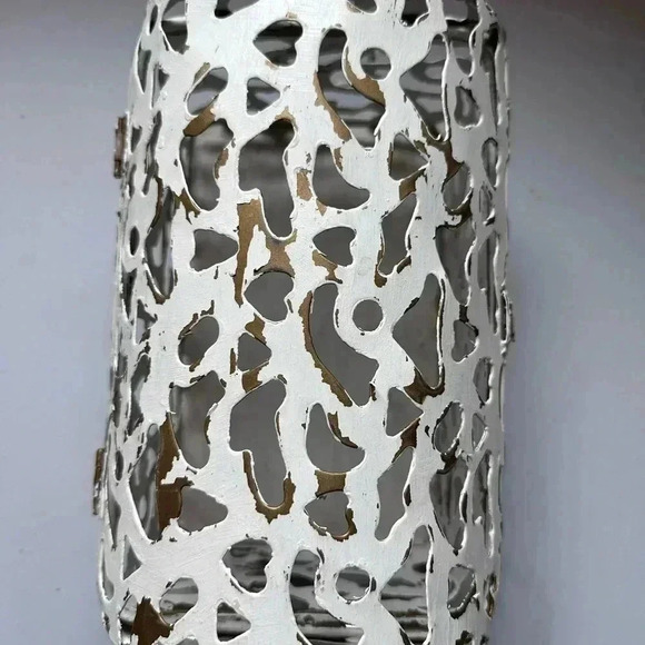 Metal Decorative Chipped Paint Design Chest Container - Picture 7 of 7